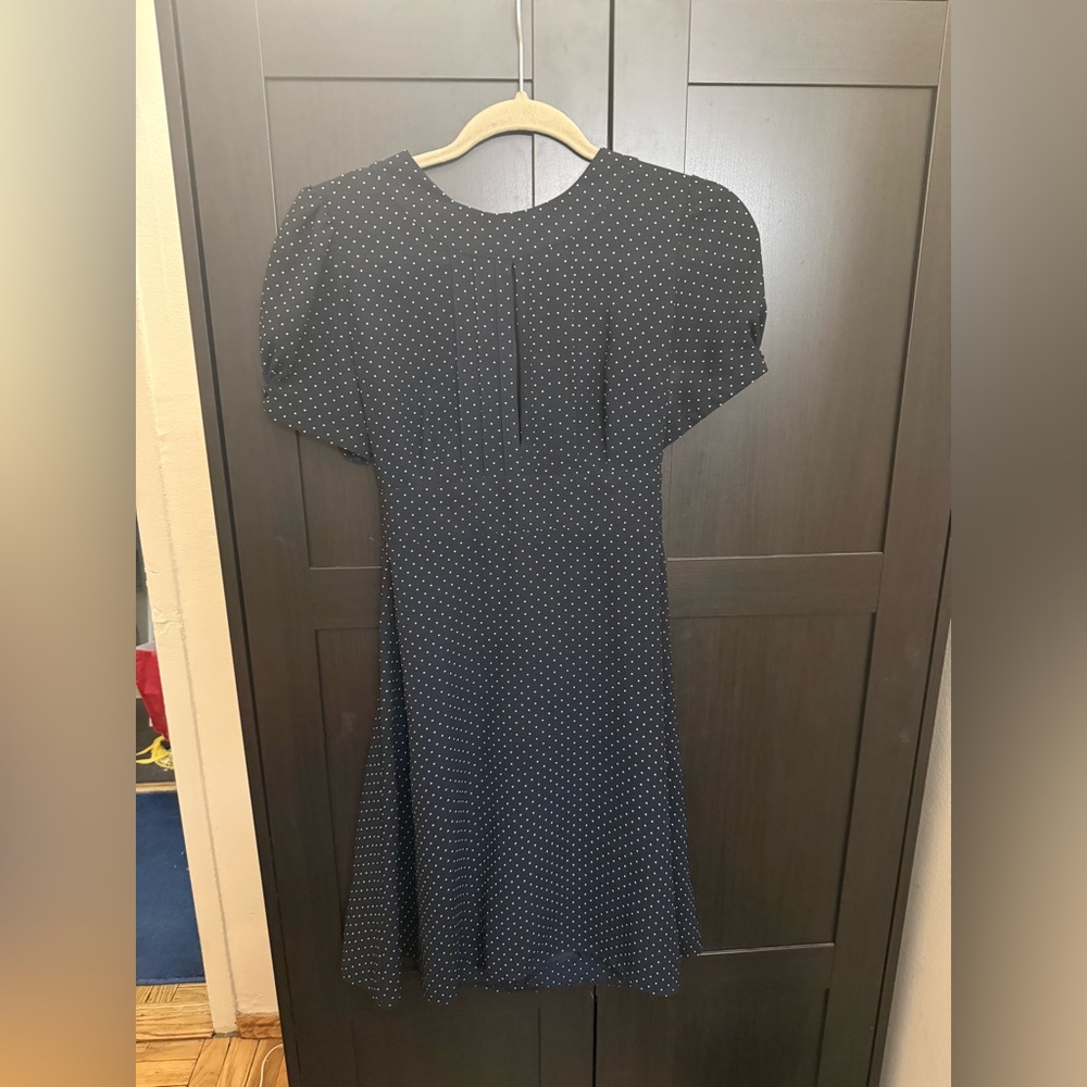 Topshop navy (almost black) and White Polka Dot Midi Dress
